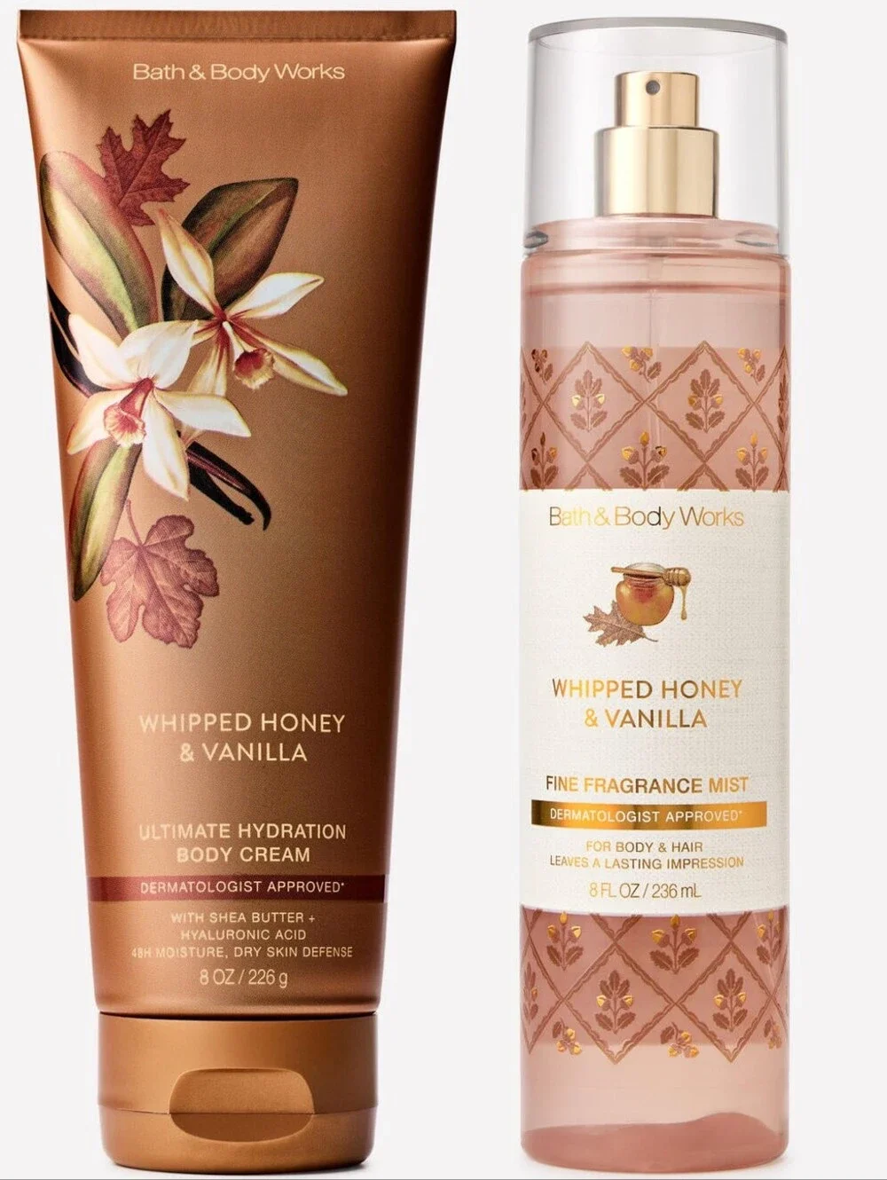 Bath Body Works Whipped Honey & Vanilla Fragrance Mist & Body Cream Set NEW